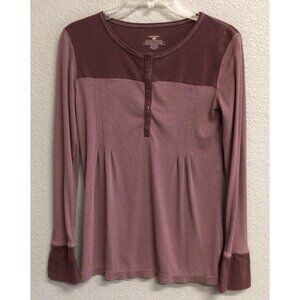 Patagonia Womens Organic Cotton Henley Waffle Knit Top Size Small Buttons Mauve